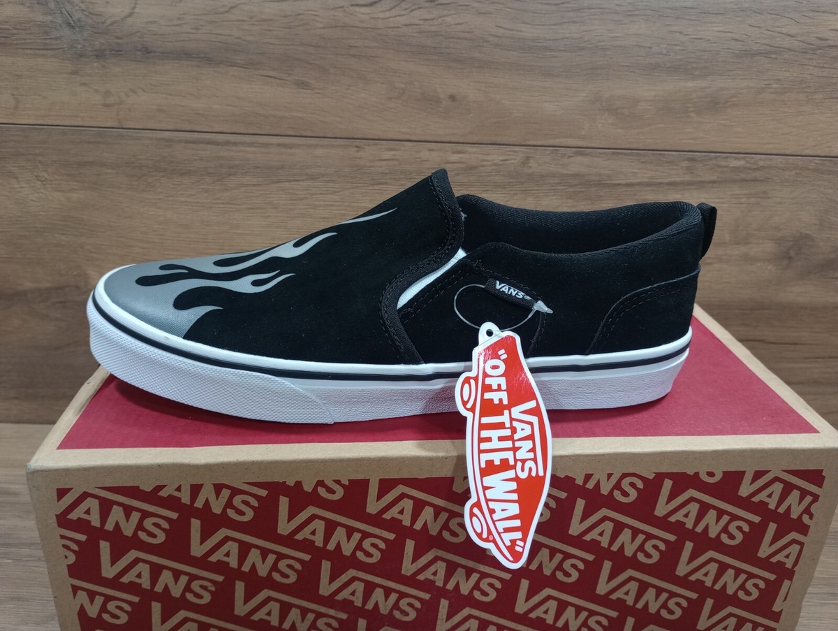 Vans Asher Grey Flame Trainers UK Suede Converse Skate New UK