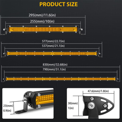10"/20" Slim LED Light Bar - Spot Flood Combo For Trucks, SUVs, ATVs & Off-Road Vehicles