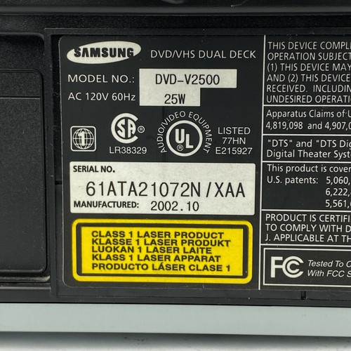 Samsung DVD-V2500 Progressive Scan DVD VHS Combo Player Tested and Works - Picture 6 of 8