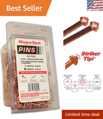Convenient 500 Count Pack of 2.5mm Copper Coated Welding Studs - Made in USA