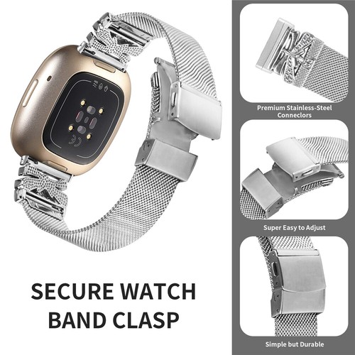 Edelstahl Netz Armbanduhr Armband Armband für Fitbit Versa 3 4 Sense - Bild 37 von 40