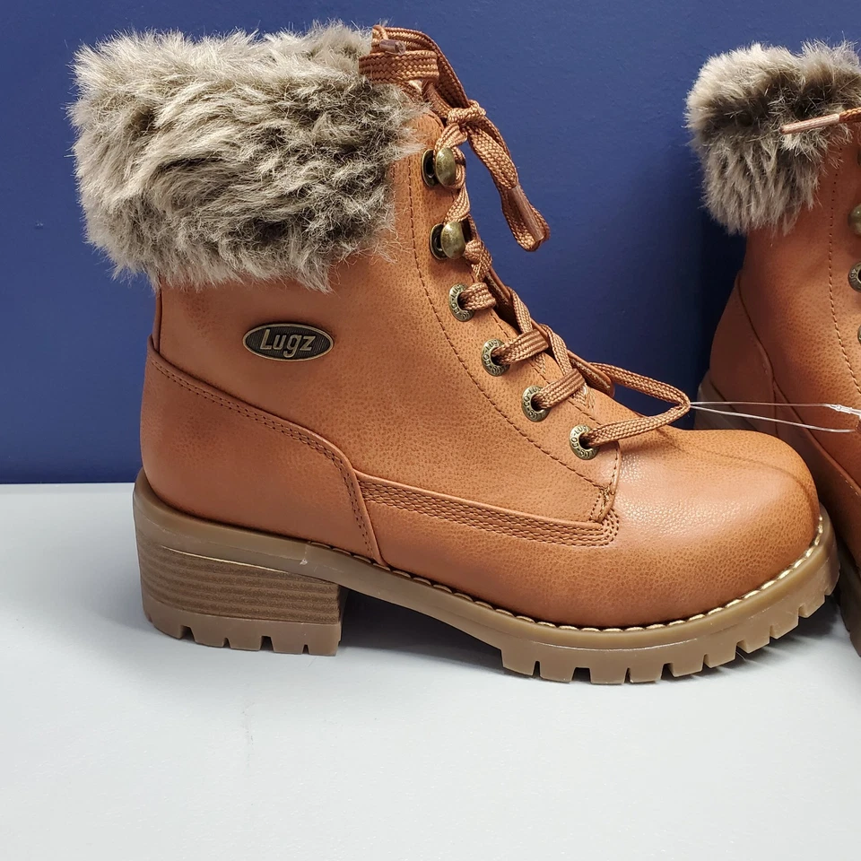 Lugz Flirt Snow Boots Womens Size 6.5 Brown Leather Faux Fur Trim Lace Up C53BR - Image 3 of 4