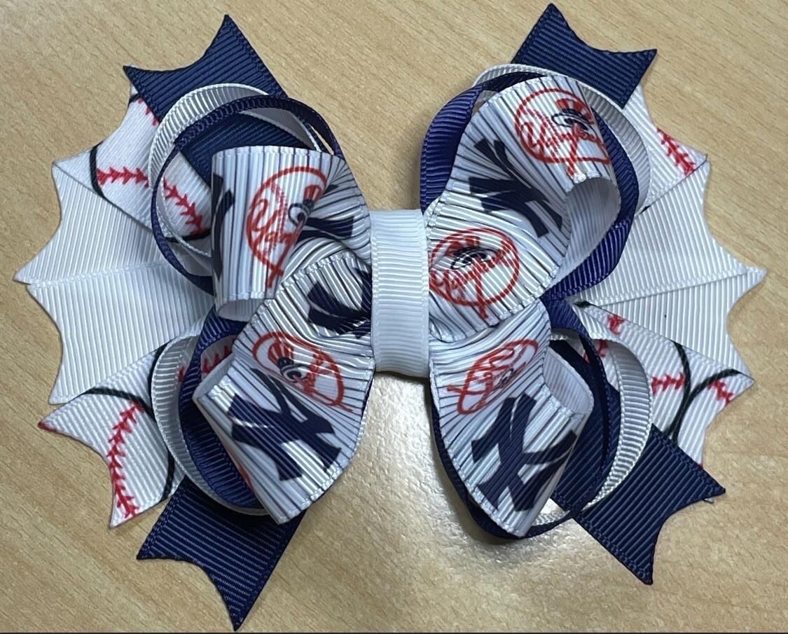 New York Yankees Baseball Inspired Hair Bow inches