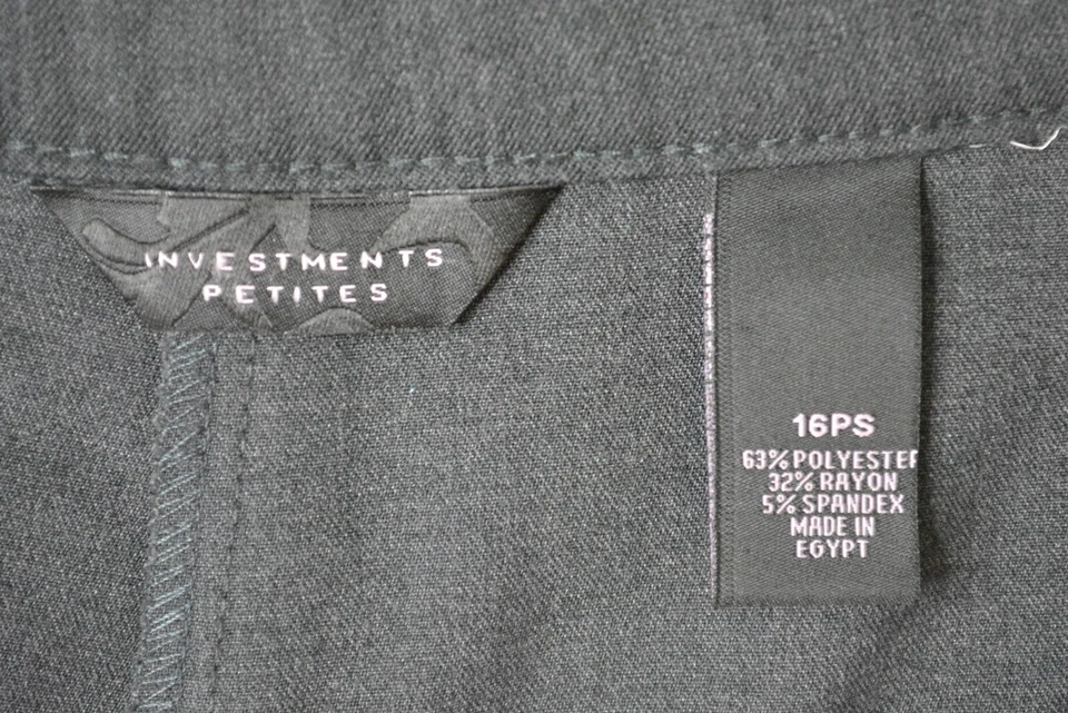 Investments Size 16P PETITE SHORT Womens GRAY Straight Leg TROUSER Dress PANTS - Image 3 of 4