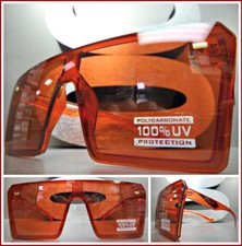 OVERSIZE Exaggerated RETRO Modern Shield Style SUNGLASSES Large Red Frame  Lens