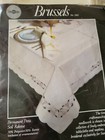 Ivory/Ecru Embroidered Table Cloth w/12 Matching Napkins - Vintage 65 x 102 Oval