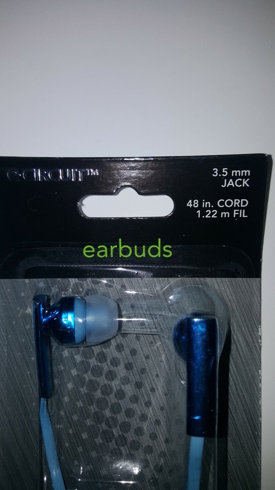 ECIRCUIT EARBUDS COMFORTABLE & TANGLE FREE 48" CORD 3.5 MM JACK BLUE
