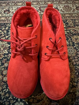 UGG Neumel Chukka Ankle Suede  Shearling Fur Boots Booties Samba Red Men Size 13