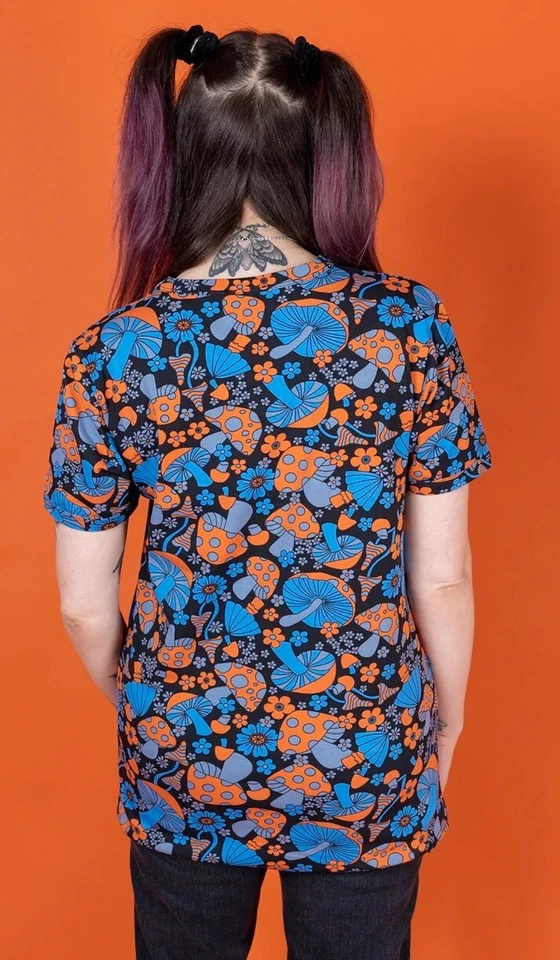 RUN AND FLY Camiseta Mágica Estampado de Hongo Retro Años 70 Estilo Groovy XS S M L XL XXL Foto 4 de 4