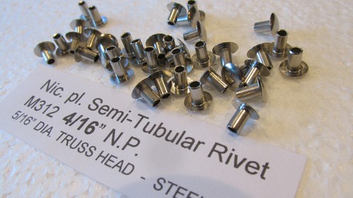 Semi TUBULAR Truss head RIVET 250 & 312 solid Steel NICKEL pl. & BLACK OXIDE pl. - Picture 9 of 12