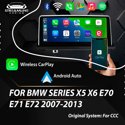 10.25" WIRELESS APPLE CARPLAY ANDROID AUTO FOR BMW X5 X6 E70 E71 E72 CCC - Picture 1 of 5