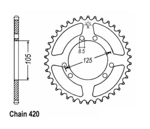 Roue a chaîne 420 Motorhispania RYZ 50 pour stopper les sauts de chaîne