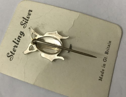 Vintage Sterling Silver 925 Black Bug Beetle Enamel Lapel Pin Stickpin Stick Pin - Picture 2 of 6