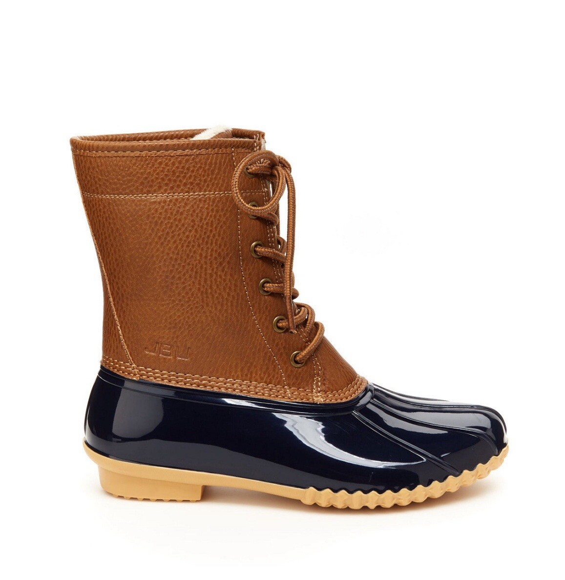 ✨JBU Duck-Inspired Waterproof Rain Boots – Size 10 – Chic Brown & Navy  – NEW✨