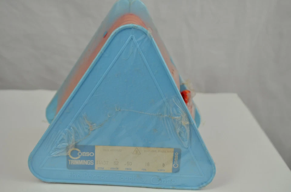 Recorte de consola vintage rojo naranja 18 yardas 1/2 pulgada 14437 NOS 100 % acrílico Foto 3 de 4