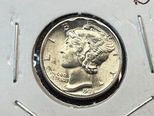 1936 P Mercury Silver Dime, Uncirculated.