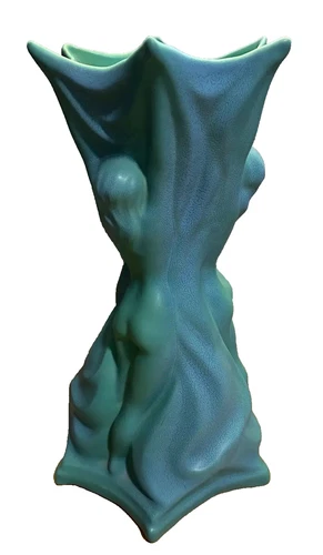 Van Briggle Three Graces Turquoise Nudes Floor Table Vase 17" Art Nouveau BEAUTY
