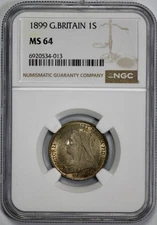 1899 Great Britain Shilling NGC MS 64  Amber & Crimson Toning