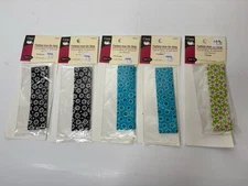 Dritz Fashion Iron-On Strip Fabric 1" x 36" Lot of 5 Flowers Different Colors