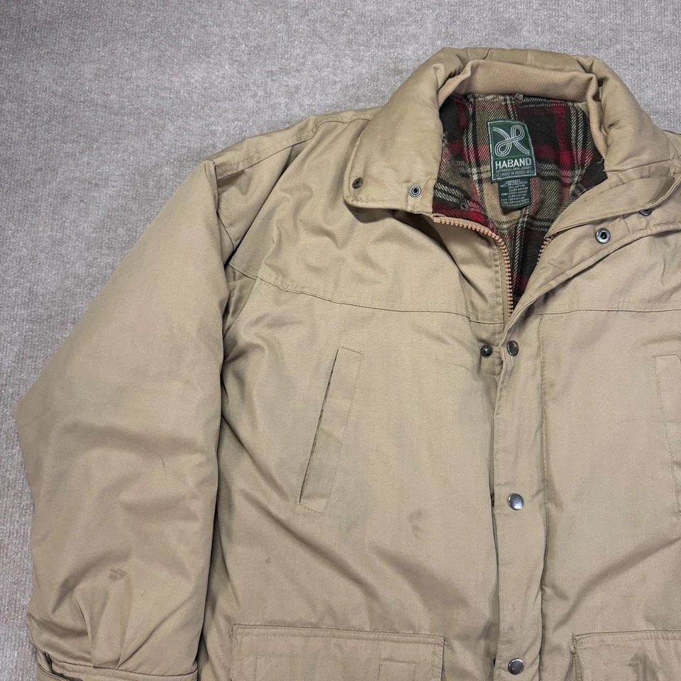Casaco de trabalho vintage Haband Field masculino bege médio forrado xadrez anos 90 Coreia - Imagem 3 de 4