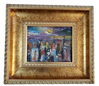Artist Viktor Kozlov Painting Vibrant Color Acrylic Canvas NY Skyline Abstract