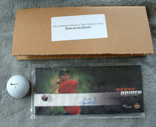 TIGER WOODS SIGNED COMMEMORATIVE CARD + RANGE DRIVEN BALL 84/500 CERTIFIED NEW