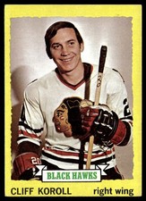 1973-74 Topps Hockey Card Cliff Koroll Chicago Blackhawks #28 EX