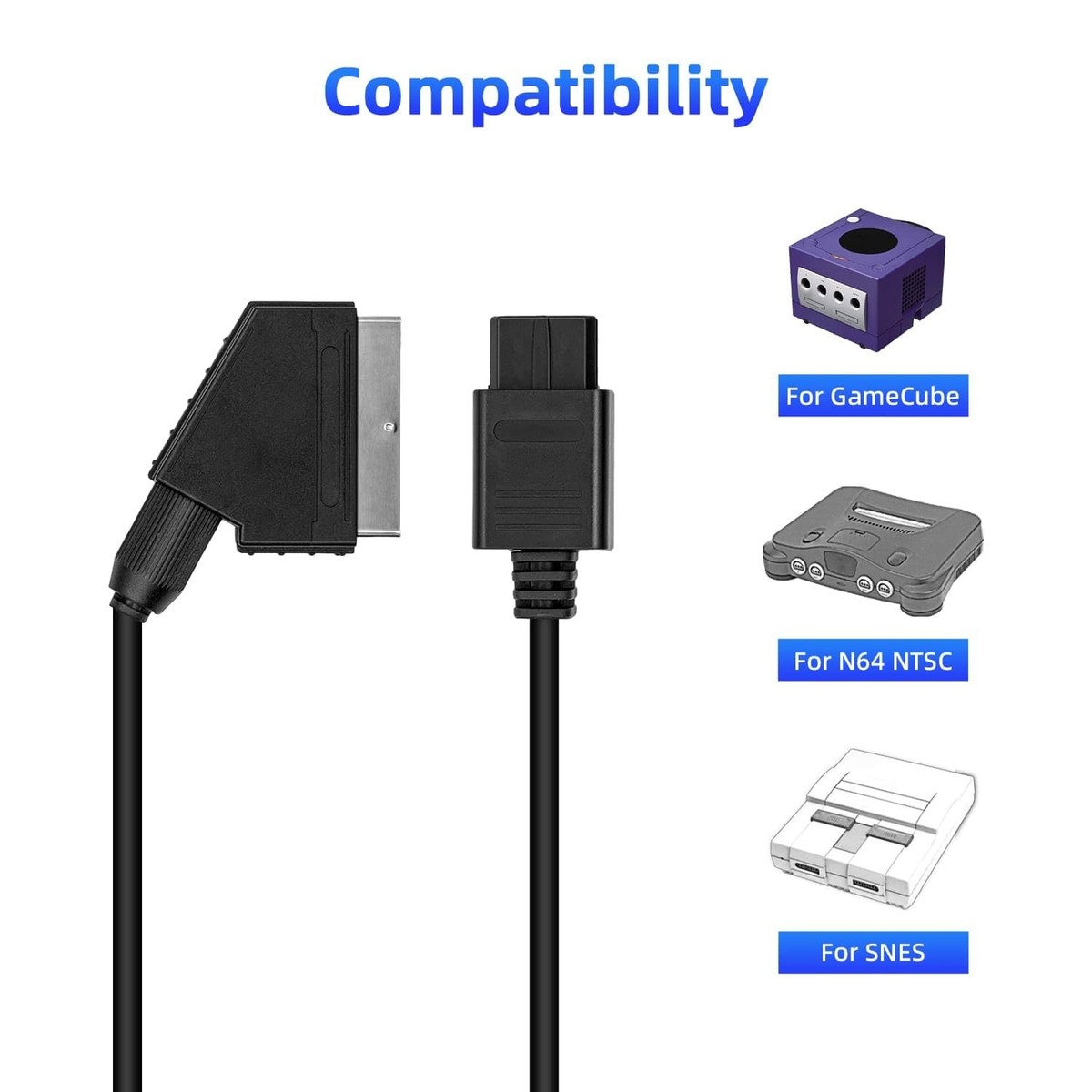 Mcbazel RGB Scart AV Cable for SNES GameCube(NGC) N64 NTSC 1.8m