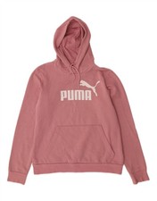PUMA Womens Graphic Hoodie Jumper UK 12 Medium Pink Cotton SF08