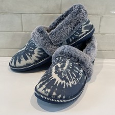 Skechers Women  s Cozy Campfire Faux Fur Lined Slippers Shoes Blue/White Size 9.5