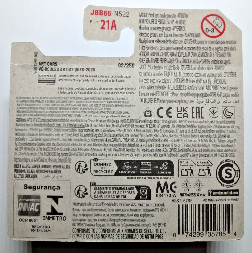 Hot Wheels - Datsun 240Z - Carta Corto - Rosa - HW Art Cars 2025 - JBB66 - Immagine 3 di 3