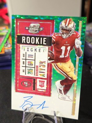 2020 Panini Contenders Optic Green Pulsar Auto #110 Brandon Aiyuk RC  #14/27 
