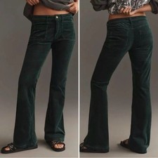 Anthropologie Pilcro The Icon Corduroy Flare Jeans Mid-Rise Edition Green 28 NEW
