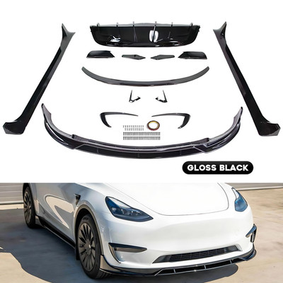Fits 2020-24 Tesla Model Y Fast Style Glossy Black Finish Full Body Kit Aerokit