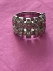 vintage Sterling 925 silver  wide band ring with cluster crystal weave