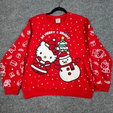 Hello Kitty Christmas Graphic Pullover Sweatshirt Red Girl L 12-14 Long Sleeve
