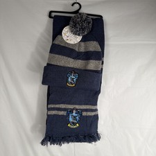 Harry Potter Hogwarts Houses Knit Ravenclaw Scarf Pom Beanie Set Ravenclaw
