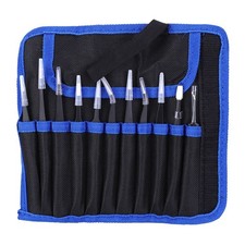 11x Tweezers Canvas Bag Set Straight Ebow Anti Static Tool ESD(Tweezers Canvas❀