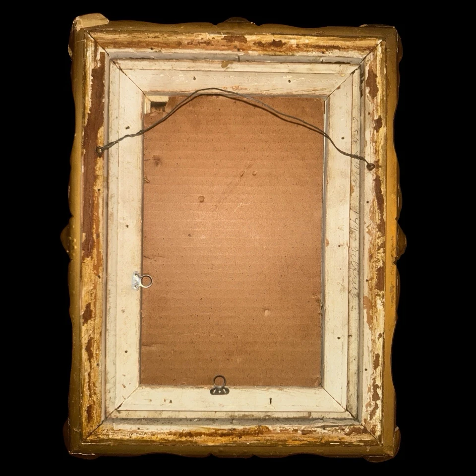 Antiguo marco de madera dorada ornamentado barroco estilo rococó hoja de oro yeso Foto 2 de 3