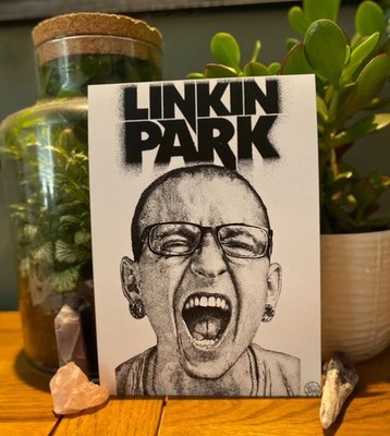 Linkin Park Chester Bennington Portrait Druck Handarbeit Pointillismus Dotwork