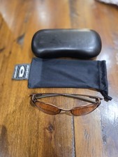 Vintage OAKLEY Teaspoon Bronze Brown Wrap Sunglasses Y2k With Bag Amber Lenses