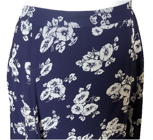 Banana Republic Vintage Mini Skirt Wrap Flare Sz14 Navy Button Lined Floral - Picture 7 of 9