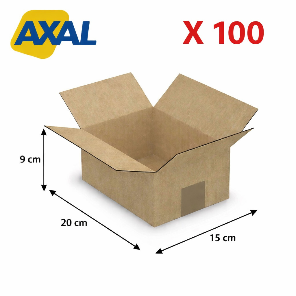 Cartons ondulés 20x15x9 cm rigides contre l'écrasement des colis légers - Pack de 100 caisses