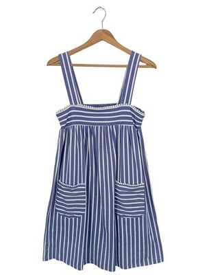 B.L.O.O.MY Trägerkleid Damen Kleid Gr. DE 38 blau-weiß Casual-Look