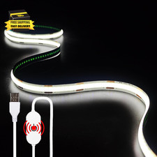 USB LED Light Strip, 6000K White COB LED Strip Lights, 3.28FT TV Lights Flexible