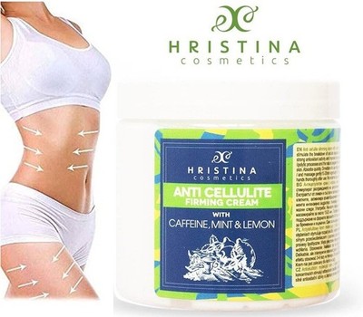 Hristina Cosmetics Anti-Cellulite Straffende Creme mit Koffein, Minze Zitrone 200 ml