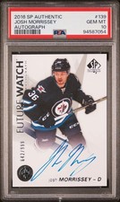 Josh Morrissey 2016 Sp Authentic Future Watch Auto #139 Rookie Card PSA 10 Jets