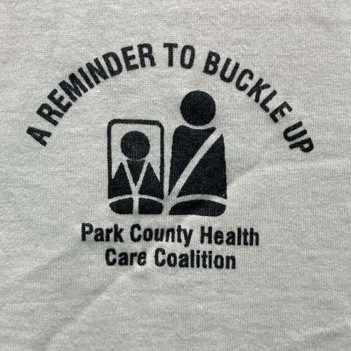 Vintage Hanes T-Shirt XL Buckle Up Luck Park County Colorado Safety Wildlife 90s - Picture 6 of 12