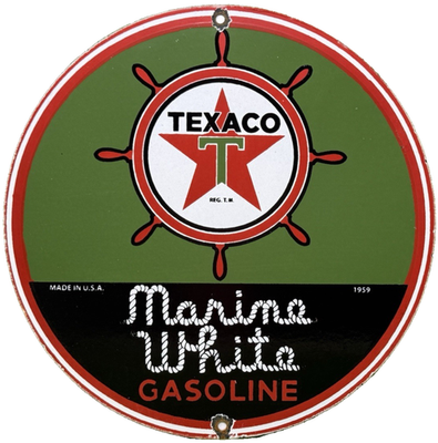 #ad #ad VINTAGE TEXACO MARINE WHITE GASOLINE PORCELAIN SIGN TEXAS GAS STATION PUMP PLATE $117.82