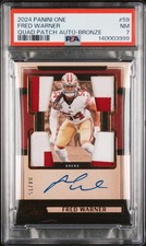 2024 Panini One Football Fred Warner #59 Bronze Quad Patch Auto 04/15 PSA 7